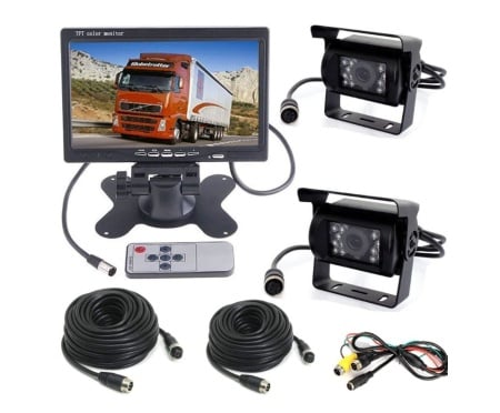 Kit de mers inapoi cu camera si monitor display de 7 inch 12V-24V pentru Camioane, Autocare, Bus-uri