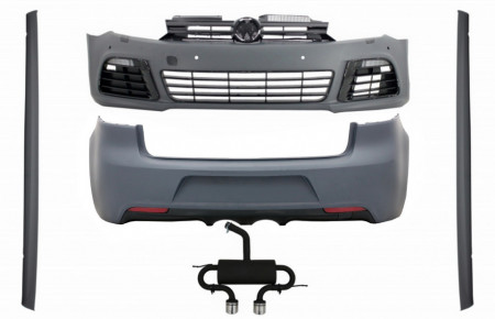 Pachet Complet Exterior cu toba finala compatibil cu VW Golf VI 6 MK6 2008-2013 R20 Look cu Praguri Laterale