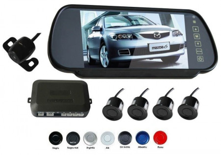Senzori parcare cu camera video si display LCD de 7 inch in oglinda