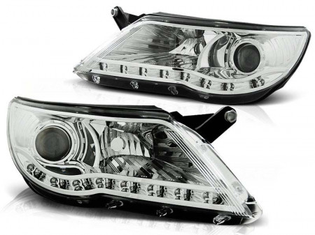 Set 2 faruri DAYLINE compatibil cu VW Tiguan 2007-2011 Fundal crom