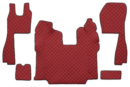 Set covorase camion, piele ecologica compatibil cu SCANIA R 2010-2016 Rosu, AUTOMAT, scaune normale