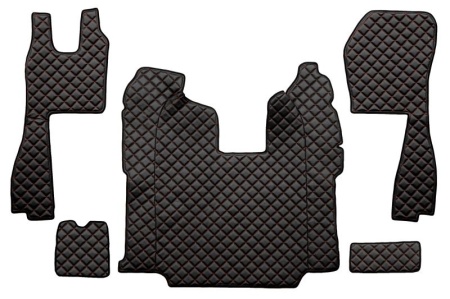 Set covorase camion, piele ecologica compatibil cu SCANIA R 2010-2016 Negru cusatura rosie, AUTOMAT, scaune normale
