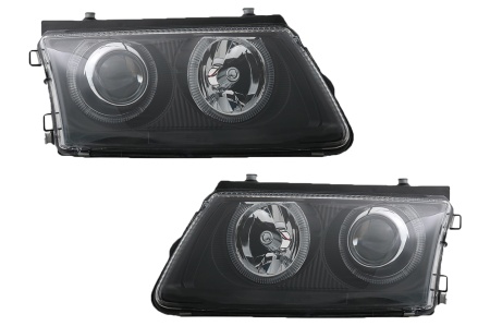 Set Faruri compatibil cu VW Passat 3B B5 1996-2000 pozitie angeleyes negru