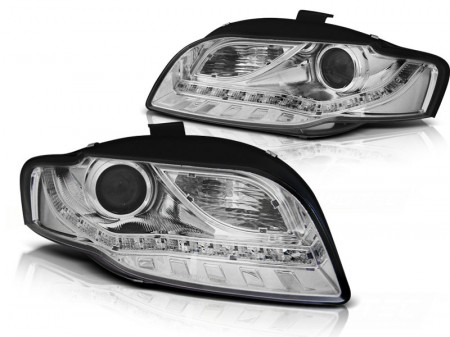 Set Faruri compatibile cu Audi A4 B7 2004-2008 DAYLIGHT LED Crom