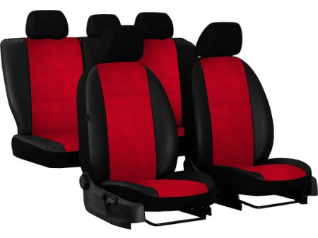 Set huse auto pentru scaune compatibile cu Audi A4 B7 2004-2007 piele ecologica negru cu rosu