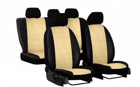 Set huse auto pentru scaune compatibile cu Ford Ranger 2012->, piele ecologica negru cu crem