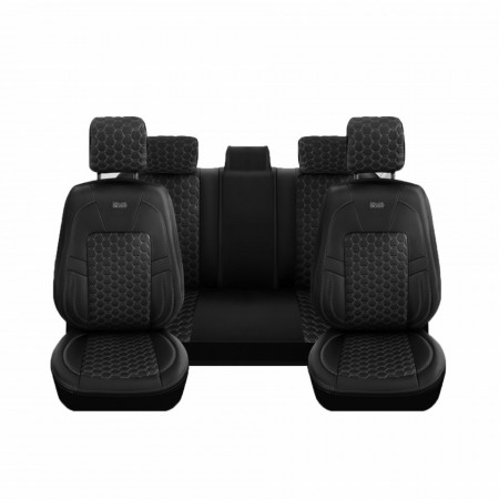 Set huse scaune auto piele ecologica negru, universale, fata-spate, Diamond Design