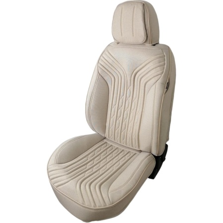 Set huse scaune auto universale Deluxetuning, material textil, crem, fata-spate, bancheta fractionata