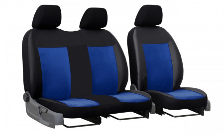Set huse scaune auto, universale, fata 2+1, material jacquard, negru cu albastru