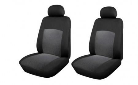 Set huse scaune auto, universale, fata 2 locuri, Negru cu gri, jacqard