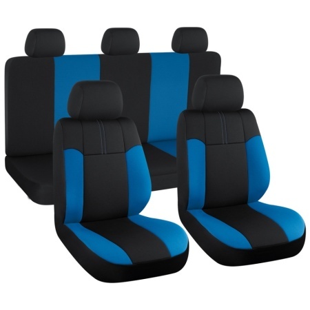 Set huse scaune auto universale, negru cu albastru, textil, fata-spate