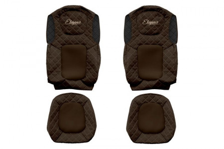 Set huse scaune camion compatibil cu FORD F-MAX 2018->, Maro, piele ecologica cu velur