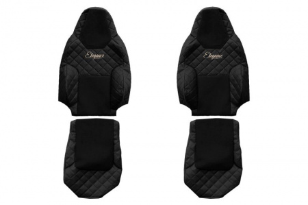 Set huse scaune camion compatibil cu MAN TGX 2020->, Negru, piele ecologica cu velur