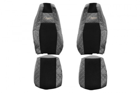 Set huse scaune camion compatibil cu SCANIA Seria R S 2017->, Negru cu gri, piele ecologica cu velur
