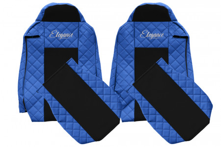 Set huse scaune camion compatibile cu IVECO STRALIS 2002-> ALBASTRU, piele ecologica cu velur