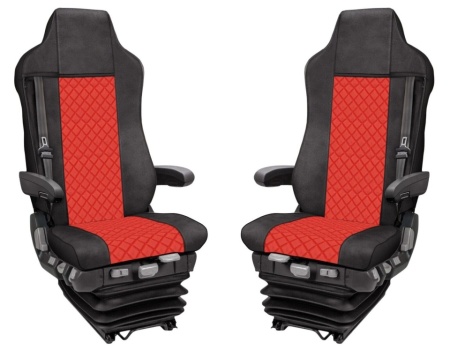 Set huse scaune camion compatibile cu MAN TGX II 2021->, piele ecologica negru cu rosu