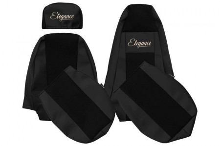 Set huse scaune camion compatibile cu SCANIA Seria P G R T 2003-2016, negru, piele ecologica cu velur