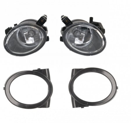 Set Proiectoare BMW seria 3 E46 1998-2004, seria 5 E39 1996-2003, bara M-tehnik, cu rame incluse