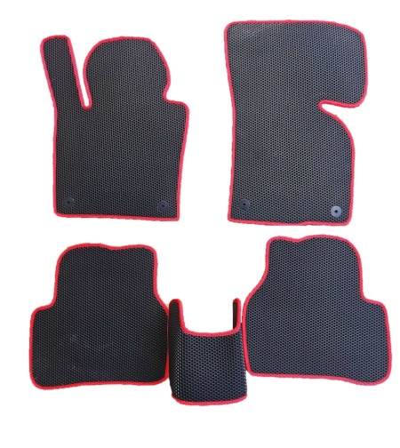 Covorase auto, mochete auto, compatibile VW Passat B6 2005-2010, B7 2010-2014, culoare negru si margine rosie