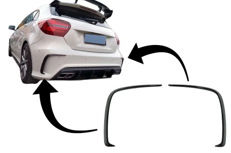 Ornamente Bara Spate Flapsuri compatibil cu Mercedes A-Class W176 2012-2018 Negru Lucios