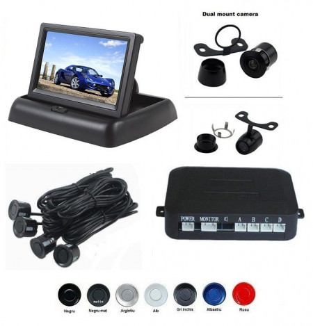 Senzori parcare cu camera video si display LCD de 4.3 inch pliabil S612-P