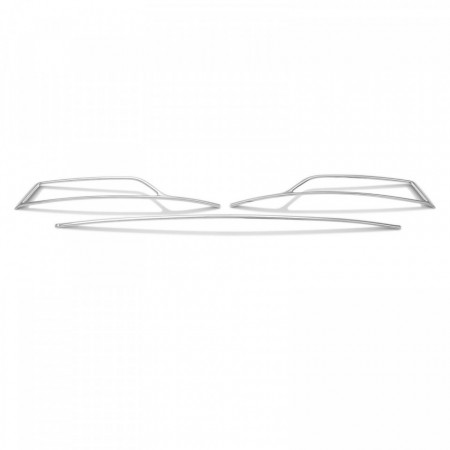 Set 3 Ornamente din inox bara si proiectoare fata Skoda Octavia IV 2020->
