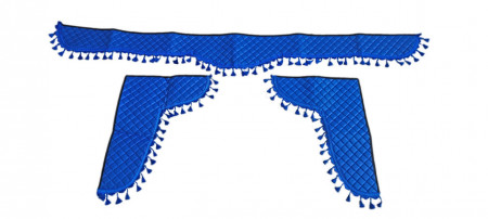 Set 3 perdele din piele ecologica pentru camion, universal compatibil Scania, culoare albastru