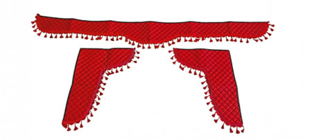 Set 3 perdele din piele ecologica pentru camion, universal compatibil MAN, culoare rosu