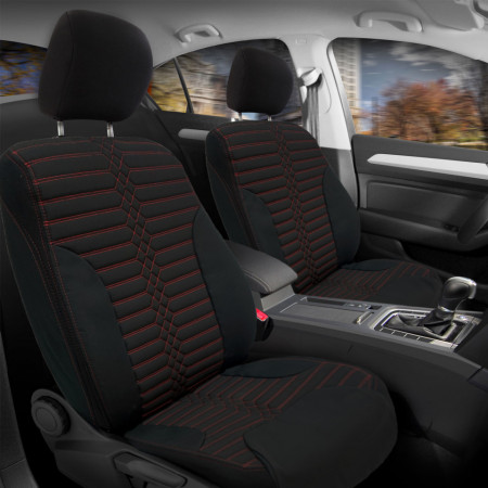 Set huse auto pentru scaune VW JETTA 2005-2010, negru cu cusatura rosie