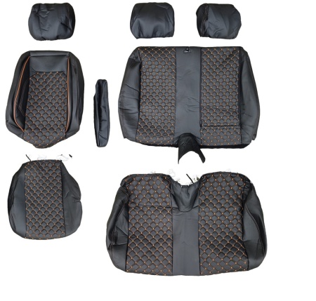 Set huse scaune auto, dedicate Mercedes Sprinter 2006-2017, 2+1 fata, piele ecologica neagra si cusatura maro in romb