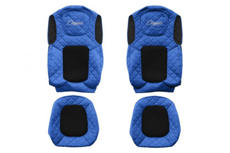 Set huse scaune camion compatibil cu FORD F-MAX 2018->, Negru cu albastru, piele ecologica cu velur