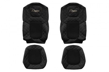 Set huse scaune camion compatibil cu FORD F-MAX 2018->, Negru, piele ecologica cu velur