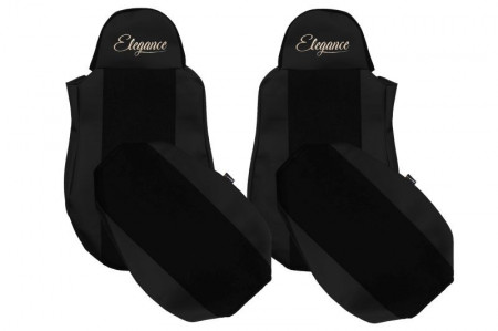 Set huse scaune camion compatibile cu DAF XF 95, XF 105, LF 45, LF 55, CF, 1997-2012, negru, piele ecologica cu velur