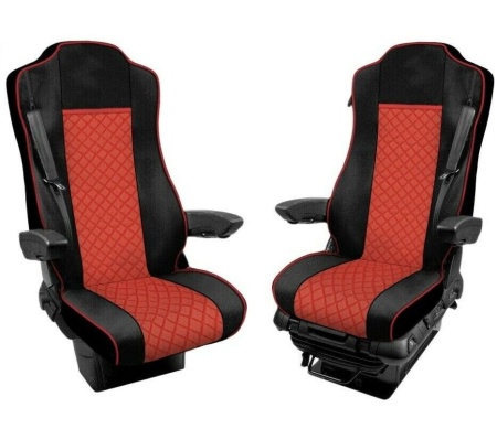 Set huse scaune camion compatibile cu Mercedes Actros MP4 MP5 2011->, piele ecologica negru cu rosu