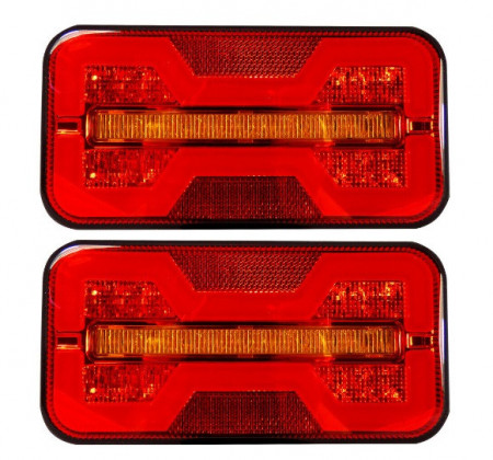 Set lampi stop LED, 4 Functii, 12V-24V, 180x90x32 mm, potrivit pentru remorci, rulote, vehicule agricole
