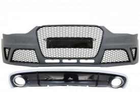 Bara Fata cu Difuzor Bara Spate si Ornamente Evacuare compatibil cu Audi A4 B8 Facelift (2012-2015) Sedan Avant RS4 Design