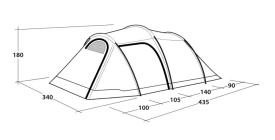 Cort camping tip tunel, cu 2 camere, pentru 5 persoane, 435x340x180 cm, Outwell Tent Earth 5 Plus - Img 8