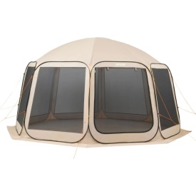 Cort evenimente gradina, 4500 x 4250 x 2450 mm, cort pliabil pentru 12-15 persoane, acoperit portabil cu baldachin, geanta de transport, plasa laterala, tarusi de sol, pentru gradina, terasa, activităti in aer liber, culoare bej - Img 11