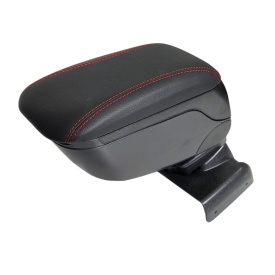 Cotiera auto compatibila Ford Focus III 2011-2018, piele ecologica neagra cu cusatura rosie
