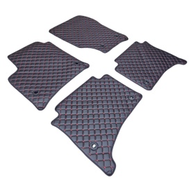 Covorase auto, mochete auto piele ecologica compatibile VW Touareg 2002-2010, culoare negru si cusatura rosie - Img 4