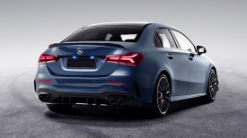 Difuzor Bara Spate compatibil cu Mercedes A-Class W177 Sedan 2018-> Evacuari Negre - Img 2