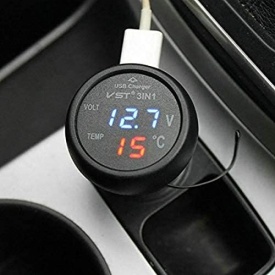 Dispozitiv Smart-Plug, 3 in 1, voltmetru auto, termometru auto, incarcator auto, 12-24V - Img 3