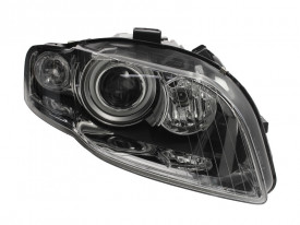 Far Dreapta D1S/P21W, electric, cu motor, culoare insert negru/cromat, culoare semnalizator alb compatibil AUDI A4 B7 - Img 1