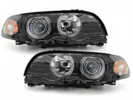 Faruri compatibil cu BMW Seria 3 E46 Limousine Touring (05.1998-08.2001) Angel Eyes Negru - Img 2