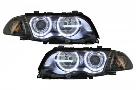 Faruri compatibile cu BMW E46 Limousine Touring 1998-2001 Angel Eyes Fundal Negru - Img 6