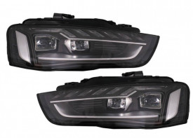 Faruri Full LED compatibil cu Audi A4 B8.5 Facelift (2012-2015) Negru Semnal Dinamic A4 B9.5 Design - Img 8
