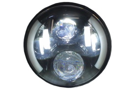 Faruri Full LED CREE compatibil cu Jeep Wrangler JK (2007-2017) Mercedes G-Class W463 (1989-2017) Land Rover Defender Negru - Img 9