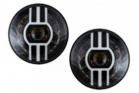 Faruri Full LED CREE Dublu Proiector compatibil cu Jeep Wrangler JK TJ LJ Land ROVER Defender Mercedes W463 Black - Img 4