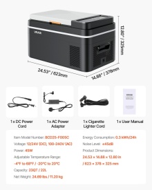 Frigider auto de 22L, voltaj operare 12V 24V DC si 100-240V AC 60W, -20C - 20 grade C pentru exterior, camping, rulote - Img 7