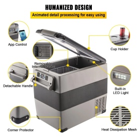 Frigider portabil 55L, frigider auto, 12V 24V 220 V, congelator, pentru camping, camion, barca - Img 7